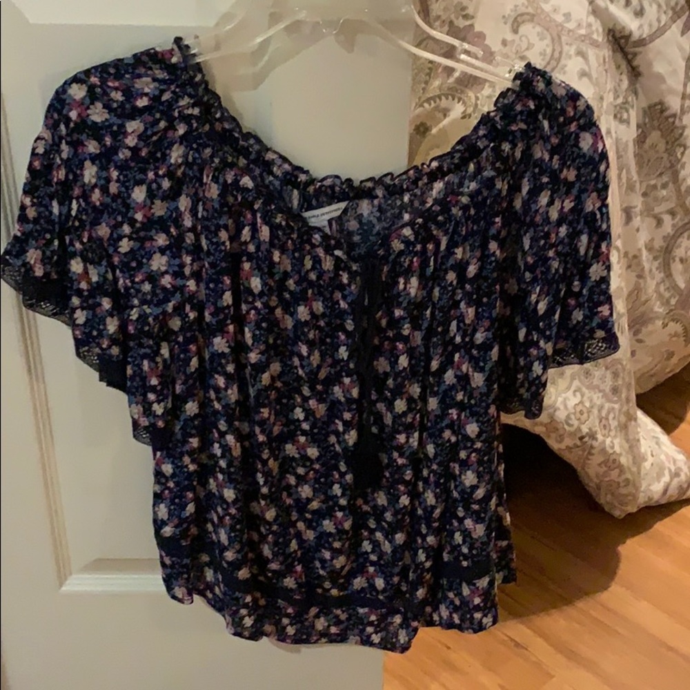 off the shoulder flower shirt